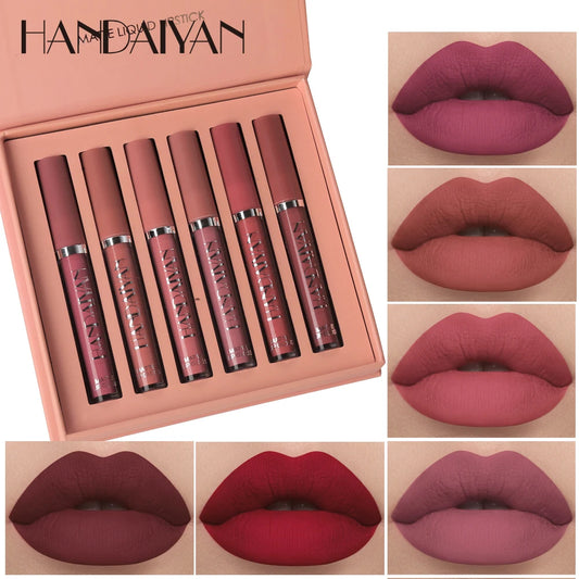 HANDAIYAN 6-Piece Long-Lasting Matte Liquid Lipstick Set